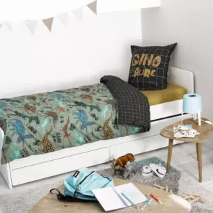 Juego de sábanas (funda nórdica + 1 funda de almohada) algodón estampado TRIAS (cama individual)
