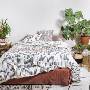 Juego de cama de algodón estampado ETHNIC (funda nórdica + 2 fundas de almohada) (cama doble) - 200 x 200 cm