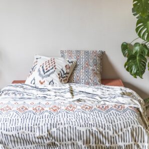 Set di biancheria da letto in cotone stampato ETHNIC (copripiumino + 2 federe) (letto matrimoniale)