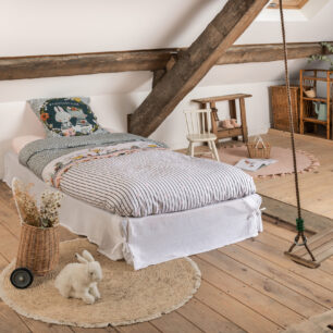 Parure de lit (housse de couette + 2 taies d’oreiller) coton imprimé JARDINAGE (Lit double)