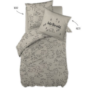 Juego de sábanas (funda nórdica + 1 funda de almohada) algodón estampado WILD (cama individual)