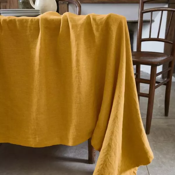 SOLINE rechteckige Tischdecke aus gewaschenem Leinen
