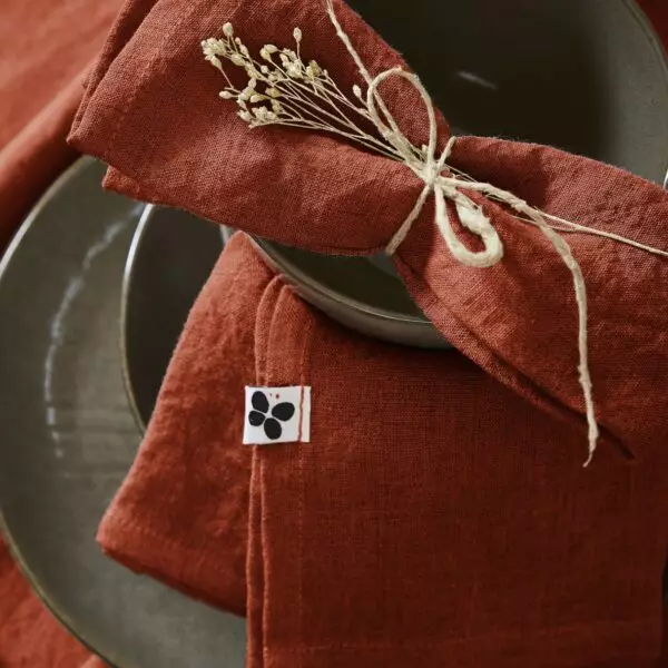 Lot de trois serviettes de table SOLINE en lin lavé