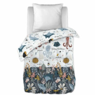 Printed duvet + 2 octopus pillowcases (double bed)