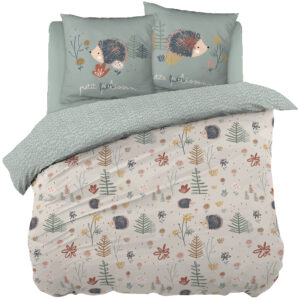 Parure de lit (Housse de couette + 2 Taies d’oreiller) Coton imprimé POLISSON (Lit double)