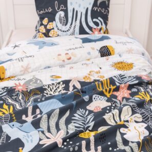 Set di biancheria da letto in cotone stampato OCTOPIA (copripiumino + 2 federe) (Letto matrimoniale) - 200 x 200 cm
