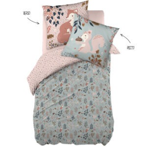 Bed linen set (duvet cover + 1 pillowcase) printed cotton TAMIA (single bed)