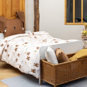 Bed linen set (duvet cover + 2 pillowcases) printed cotton POMPON (Double bed)