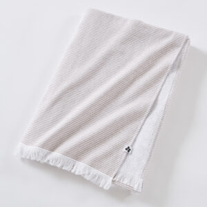 Fouta avec franges coton tissé teint + éponge NAËL