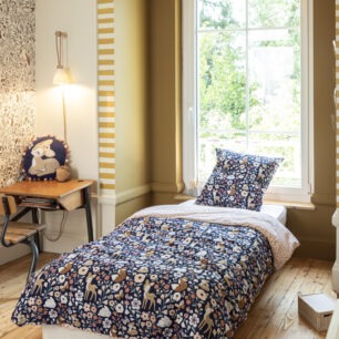 Bed linen set (duvet cover + 2 pillowcases) FORÊT ENCHANTÉE printed cotton (Double bed)