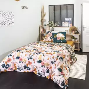 Juego de sábanas (funda nórdica + 2 fundas de almohada) CHAMPETRE algodón estampado (Cama de matrimonio)