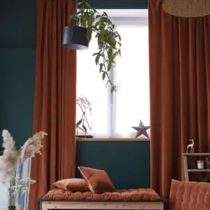Verstellbarer Vorhang + 8 Ringe Klemme Baumwollsamt CÉSAR