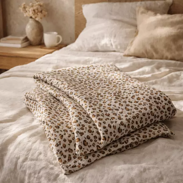 Camino de cama de gasa de algodón estampado LÉONIE