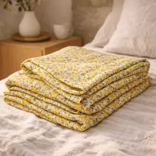 MANON printed cotton gauze bed runner