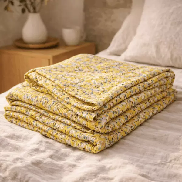 MANON printed cotton gauze bed runner