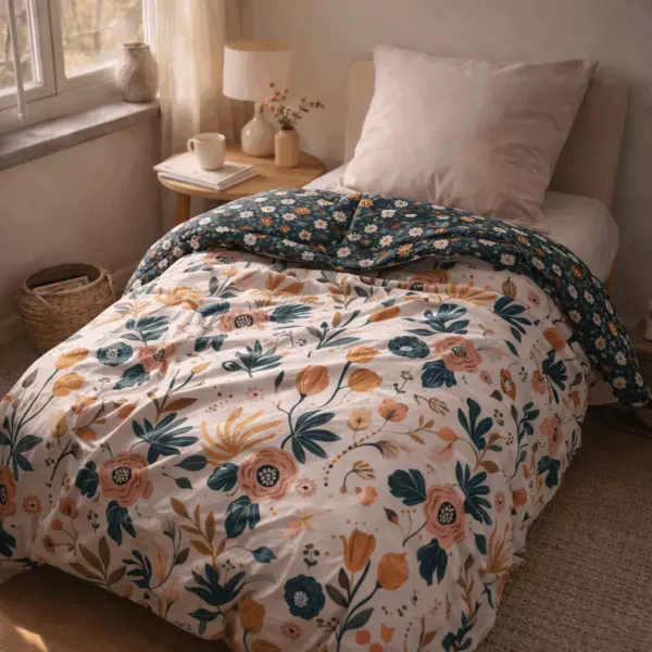 Edredón estampado Champêtre + 1 funda de almohada (cama individual)