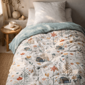 Couette imprimée + 1 taie d'oreiller Polisson (lit simple)