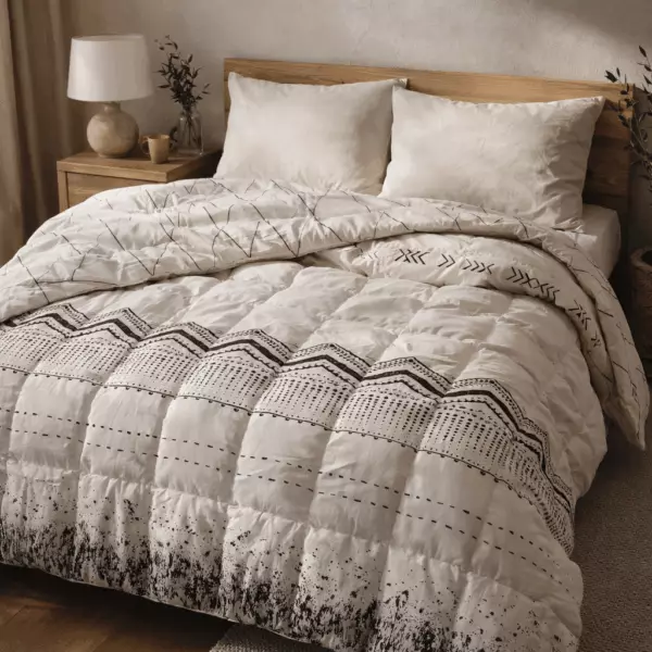 Edredón estampado + 2 fundas de almohada bereber (cama doble)