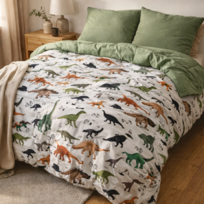 Couette imprimée 2 taies d'oreiller Crétacé  (lit double)