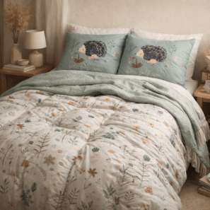 Couette imprimée + 2 taies d'oreiller Polisson (lit double)