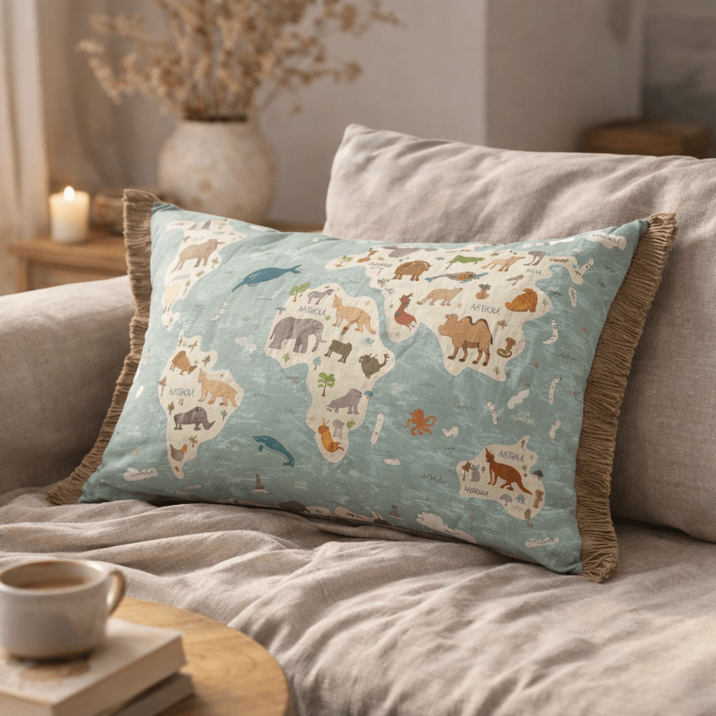 Coussin déhoussable avec franges coton MAP (IA)