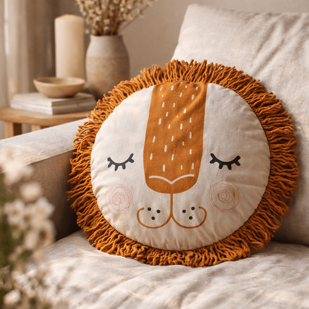 Coussin déhoussable avec franges macramé coton CHARLIE (IA)