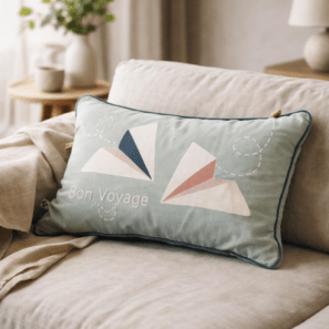 Coussin déhoussable avec passepoil coton PETITS PAPIERS