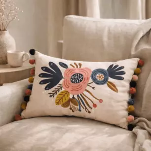 Cushion cover with tassels CHAMPETRE