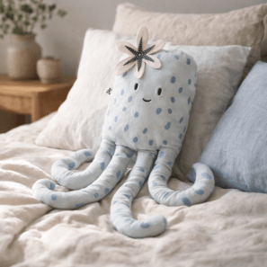 Coussin déhoussable avec pompons OCTOPIA