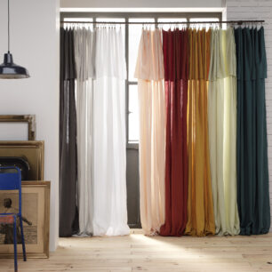 Adjustable curtain + 8 plain cotton gauze clip rings GAÏA