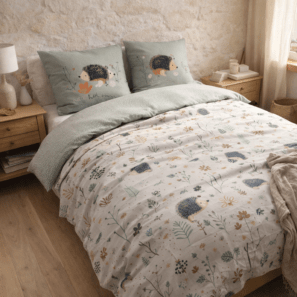 Set di biancheria da letto (copripiumino + 2 federe) in cotone stampato POLISSON (letto matrimoniale)