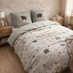 Set di biancheria da letto (copripiumino + 2 federe) in cotone stampato POLISSON (letto matrimoniale)