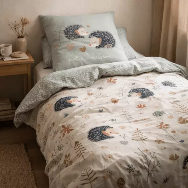 Juego de sábanas (funda nórdica + 1 funda de almohada) algodón estampado POLISSON (cama individual)