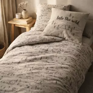 Juego de sábanas (funda nórdica + 1 funda de almohada) algodón estampado WILD (cama individual)