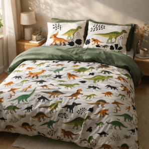 Set di biancheria da letto (copripiumino + 2 federe) in cotone stampato CRETACÉ (letto matrimoniale)