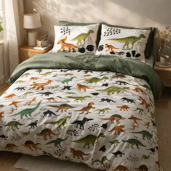 Juego de sábanas (funda nórdica + 2 fundas de almohada) algodón estampado CRETACÉ (Cama de matrimonio)