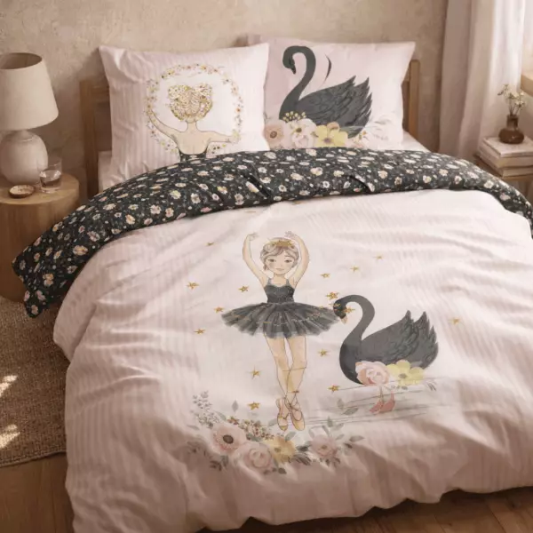 MON ETOILE juego de sábanas de algodón estampado (funda nórdica + 2 fundas de almohada) (Cama de matrimonio)