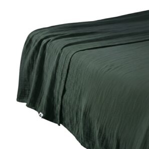 GAÏA flat sheet in cotton gauze, colour « fir green »