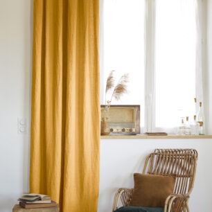 Adjustable curtain + 8 rings washed linen clip SOLINE