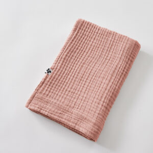 GAÏA bath towel in cotton gauze, colour « peach pink »