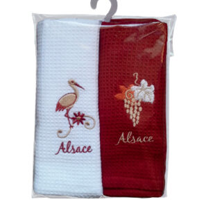 Mignognette 2 Torchons Nid d'abeilles Alsace Assortis 40 x 60