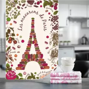 Paris Macarons Tea Towel, Ecru, 72 x 48