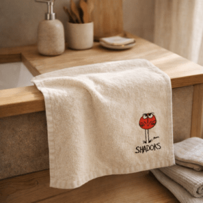 Essuie-mains carré Shadoks Ivoire 50 x 50