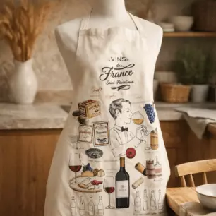 Large ‘Crus d’Excellence’ Ecru Kitchen Apron, 72 x 96