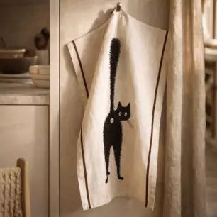 Large Dubout 'Third Eye' Tea Towel, Ecru, 60 x 80