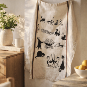 Grand Torchon Dubout Multi-Chats Ecru 60 X 80