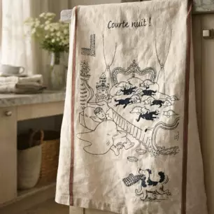 Dubout 'Courte nuit' Large Tea Towel, Ecru, 60 x 80