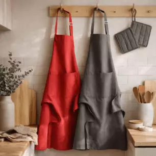 Set aus recycelter Dona-Küchenschürze und Topflappen, 85 x 72