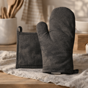 Lot gant de cuisine/manique Davis Noir Recyclé 15 x 30