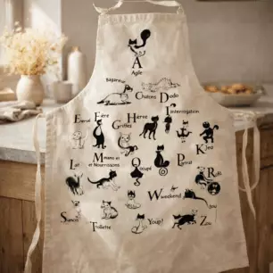 Dubout ‘Abécédaire’ Apron, Ecru, 72 x 85
